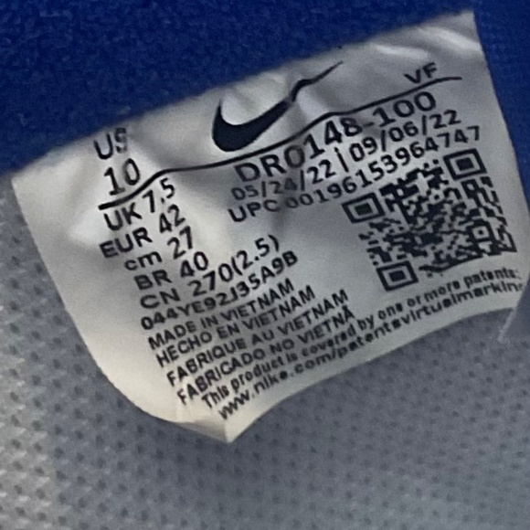 Size US 10 / EUR 42 ( WMNS) NIKE AIR FORCE 1 - DR148-100 , White / Blue, Leathe - Picture 7 of 8